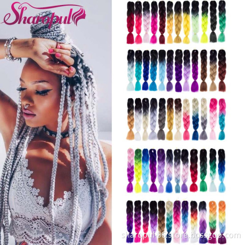 Top Quality Fiber 48inch 60colors Synthetic Jumbo Braid Hair For Crochet Ombre Braiding Hair